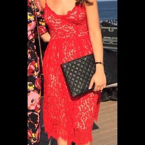 Red Overlay Lace Dress -h&m gold collection size 4